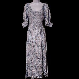 Omika Baby Blue Floral Blair Midi Addison Harbor Dress Smocked Tiered. XL NWT